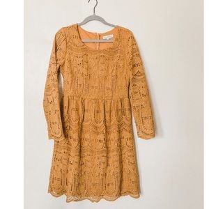 Mustard lace midi dress!!